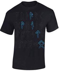 Wikinger Tshirt Herren | Wotan Runen T-Shirt | Viking Shirt Männer | Wikinger Kleidung (Schwarz 6XL) von Baddery