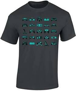 Zocker Tshirt Herren - Controller - Gamer Geschenke Männer - Gaming T-Shirt (Dark Grey XXL) von Baddery