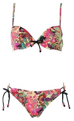 Bademode Buffalo Damen Push Up Bikini Blumen Print (42 / B, Bunt) von Bademode