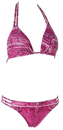 Bademode Kangaroos Damen Triangel Bikini Jeanslook Cup C/D (36, Pink) von Bademode