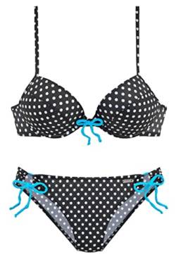 Bademode Venice Beach Damen Push Up Bikini (Black/White, 38 / B) von Bademode