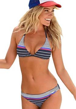 Bademode Venice Beach Damen Triangel Bikini (Navy Streifen, 42C-D) von Bademode