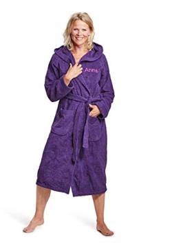 Badrock - Kapuzen-Bademantel mit Namen Bestickt - Violett/Lila - Baumwolle - Herren und Damen - mit Stickerei - Personalisiert (S/M) - SKU 668 von Badrock