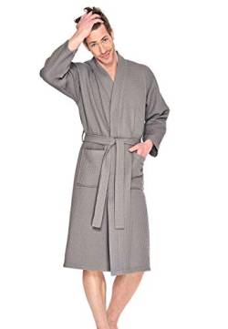 Badrock - Sauna Bademantel mit Namen Bestickt - Waffelpiqué - 6 Farben - Herren und Damen - mit Stickerei - Personalisiert - Taupe - XXL - SKU 514 von Badrock