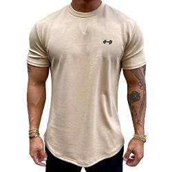 Baenxo Elastisches Sport-T-Shirt aus Reiner Baumwolle Casual Kurzarm Muskel T-Shirts von Baenxo