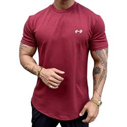 Baenxo Elastisches Sport-T-Shirt aus Reiner Baumwolle Casual Kurzarm Muskel T-Shirts von Baenxo