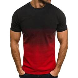 Baenxo T-Shirt mit Rundhalsausschnitt und 3D-Farbverlauf Sommer Basic Männer Shirt Crew Neck Kurzarmshirt Sportshirt Herren von Baenxo