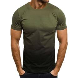 Baenxo T-Shirt mit Rundhalsausschnitt und 3D-Farbverlauf Sommer Basic Männer Shirt Crew Neck Kurzarmshirt Sportshirt Herren von Baenxo