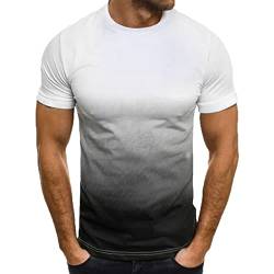 Baenxo T-Shirt mit Rundhalsausschnitt und 3D-Farbverlauf Sommer Basic Männer Shirt Crew Neck Kurzarmshirt Sportshirt Herren von Baenxo