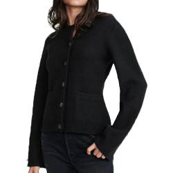 Baenxo Ultraweicher Cardigan mit Knöpfen Einfarbig Rundhalsausschnitt Pullover mit Taschen für Damen von Baenxo