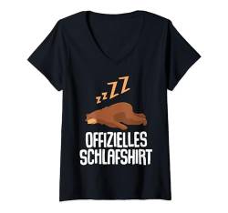 Offizielles Schlafshirt Pyjama Nachthemd Bär Bären Geschenk T-Shirt mit V-Ausschnitt von Bär Bären Fun Geschenkidee Langschläfer Faulenzer