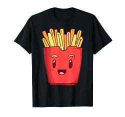 Lachendes Pommes Frites Food Motiv für Herren Damen Kinder T-Shirt von Bären Pandas, Waschbär Geschenke, lustige Sprüche