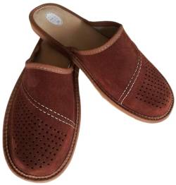 Baffiks Herren Leder Hausschuhe Wildleder Pantoffeln Männer Man's Slippers (Braun, EU Schuhgrößensystem, Erwachsene, Herren, Numerisch, M, 40) von Baffiks