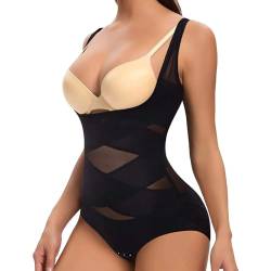 Bafiwu Bodyshape Damen Body Shaper Damen Shaping Body Damen mit Haken Miederbody Stark Formend Shapewear Damen Body Figurformender Body Damen (Schwarz, XL) von Bafiwu