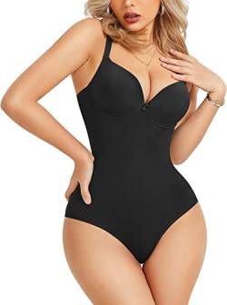 Bafully Bodysuit für Damen, figurformend, flacher Bauch, Shapewear, unsichtbar, Schlankheitseffekt, Bodysuit, Top, Schwarz , XXL/3XL von Bafully