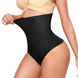 Bafully Damen Butt Lifter Shapewear Hohe Taille Miederslip Bauch Slimmer Thong Panty Nahtlose Body Shaping-Unterwäsche (XS/S, Schwarz) von Bafully