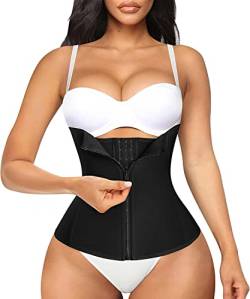 Bafully Damen Taillenformer Unterbrust Korsett Taillenmieder zum Gewichtsverlust Firgur Body Shaper mit 3 Reihen Haken & Reißverschluss,Schwarz, XS von Bafully