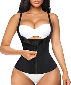 Bafully Damen stark formend Top Unterbrustkorsett Bauchweg Shaper figurformend Körperformer Unterbrust Mieder verstellbar Oberteil Body brustfrei Shapewear mit Reißverschluss, Schwarz, 3XL von Bafully