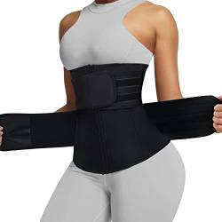 Bafully Unterbrust Korsett Waist Trainer Cincher Sports Taillenformer Bauchweg Gürtel Neoprone Taillenmieder Body Shaper (Schwarz, 3XL) von Bafully