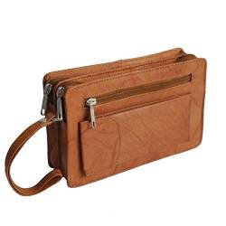 Bag Street Leder - Exquisite Leder Herren Handgelenktasche, Herrentasche, Handtasche, Handgepäck-Tasche (Tan - Doppelkammer) - präsentiert von ZMOKA® von Bag Street - präsentiert von ZMOKA