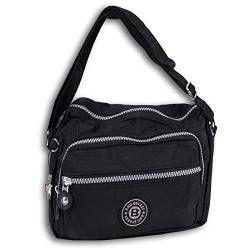 Sportliche Damentasche Modische UMHÄNGETASCHE Handtasche Sity-Tasche Mittlere Crinkle Nylon Tasche Schwarz Kleine Black von Bag Street