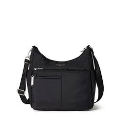 Baggallini Damen Securtex Anti-Diebstahl-Umhängetasche Crossbody, Schwarz von Baggallini