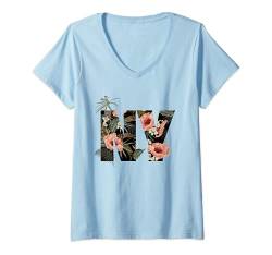 Damen Cooler Blumenmuster New York City Urban Graphic Style, New York City T-Shirt mit V-Ausschnitt von Bahaa's Tee