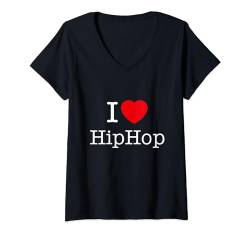 Damen I Love Hip Hop, Cool Hip Hop Music Illustration Graphic T-Shirt mit V-Ausschnitt von Bahaa's Tee