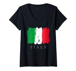 Damen I Love Italy T-Shirts, cooles süßes italienisches Flagge, grafisches Design T-Shirt mit V-Ausschnitt von Bahaa's Tee