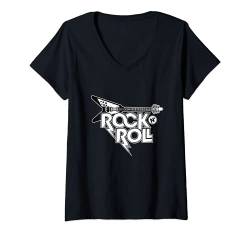 Damen I Love Rock & Roll, Cool Rock & Roll T-Shirt, Rock N' Roll T-Shirt mit V-Ausschnitt von Bahaa's Tee