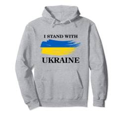 I Support Ukraine, I Stand With Ukraine With Ukraine Flag Pullover Hoodie von Bahaa's Tee