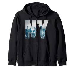 Kapuzenpullover mit Aufschrift "I Love New York" mit Reißverschluss, coole Skyline von New York City Kapuzenjacke von Bahaa's Tee