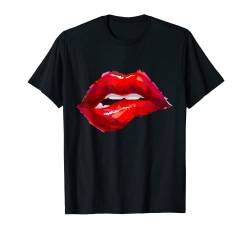 Sexy Women Red Lips T shirt, Women Printed Oil Painting Lips T-Shirt von Bahaa's Tee