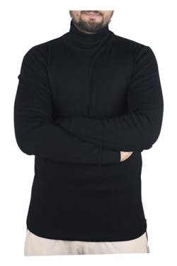 Bahob® Herren Rollkragenpullover Slim Fit Baumwolle gerippt Hoher Kragen Pullover Sweater Strickwaren, Schwarz , Large von Bahob