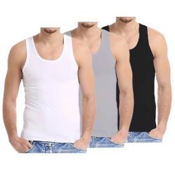 Bahob® Herren Unterhemd Multipack Lot Basic Regular Fit Baumwolle Tank Top Athletic Soft Sortiert 3 Stück Gr. XXL, 3 Pack Black White Grey von Bahob