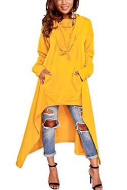 Bai You Mei Damen Mode Herbst Lang Pullikleid Hoodie Sweatshirts Casual Mini Kleid Plus Größe Gelb 54-56 von Bai You Mei