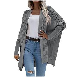 Baieune Damen Winter Offene Vorderseite Langarm Rippstrick Strickjacke Pullover Mäntel Übergröße Dicke Cardigan, dunkelgrau, M von Baieune