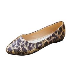 Set-Größe flache große Füße lässige Retro bequeme Farbe Leopardenschuhe Damen Freizeitschuhe alle Schuhe für Frauen lässig, braun, 40 EU von Baieune