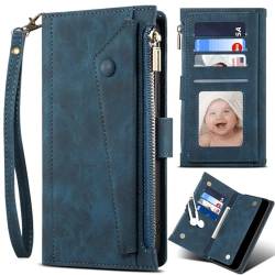 Baifu RFID Blocker Handyhülle für 1+ Ace2/OnePlus Ace 2, Reißverschluss Tasche, Hülle Brieftasche Handytasche Cover für 1+ Ace2/OnePlus Ace 2-Blau von Baifu