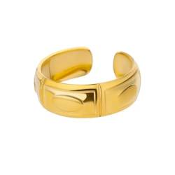 Bailiers 18 Karat vergoldete Edelstahlringe für Frauen Aushöhlenringe geometrischer offener Ring für weiblichen Schmuck -Goldfarbe-4-18K vergoldet von Bailiers