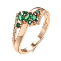 Grüner natürlicher Zirkon Ring für Damen, rotgoldfarben, weißer Stein, täglich, einfach zu kombinieren, feines Schmuckgeschenk, 8 von Bailiers