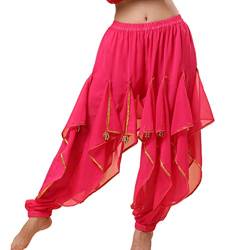 Baisdan Haremshose, Bauchtanz-Kostüm, Indien, arabischer Tanz, Stammeshose, gewellte Hose, rose pink, One size von Baisdan