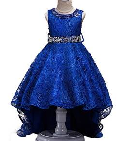 Baixia Mädchen Blumen Spitze Trailing Party Kleid Ausschnitt Perlen Königs Blau 12 von Baixia