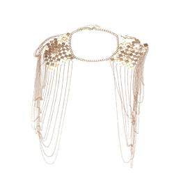 Baixia Vintage Punk Harness Bikini Body Link Epaulet Schulter Kette Halskette Kragen Dangling Gold von Baixia