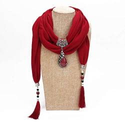 Baiyao Damen klassischer Stil Halskette Sash Schal mit Schmuck Anhänger Geschenk(Black Friday) von Baiyao