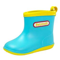 Baiyouli Kleinkinder Gummistiefel Wasserdicht Rutschfest Regenschuhe Leicht Weicher Regenstiefel für Kinder Mädchen Jungen 1–6 Jahre,Blau,Herstellergröße 15, 23 EU von Baiyouli