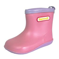 Baiyouli Kleinkinder Gummistiefel Wasserdicht Rutschfest Regenschuhe Leicht Weicher Regenstiefel für Kinder Mädchen Jungen 1–6 Jahre,Rosa,Herstellergröße 14,21.5/22 EU von Baiyouli