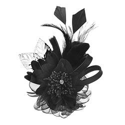 Stoff-Blumen-Haarspange Feder-Brosche für Hut elegante Netz-Blumen-Feder-Corsage Haarnadel-Haarspange Kopfschmuck für Frauen und Mädchen Hochzeit Brautparty Cocktail-Party von BakerMiche