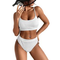 Damen Bikini Set High Waist Zweiteilige Neckholder Bademode Push Up Bikini Set Triangel-Bikini-Set Bademode Sportlich Zweiteiliger Zweiteiliger Badeanzug Swimsuit Chic Bikinihose Strandbikini von Bakermiche