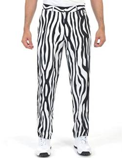 Bakery Herren-Golfhose, Stretch, leicht, gerade, lockere Passform, flache Vorderseite, Zebra gestreift, 42W / 32L von Bakery